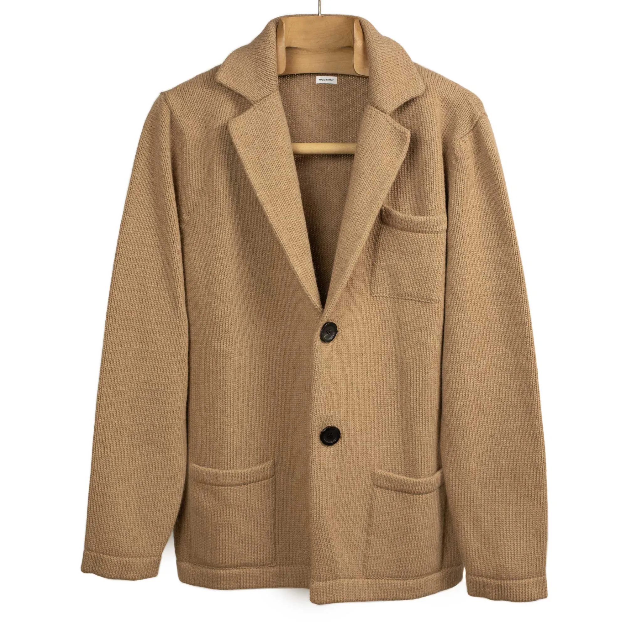 AAlviero single breasted knit jacket in camel color virgin wool (restock)