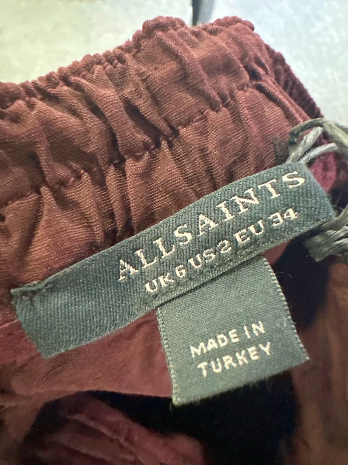 AllSaints Dark Wine Red Val Trouser UK 6