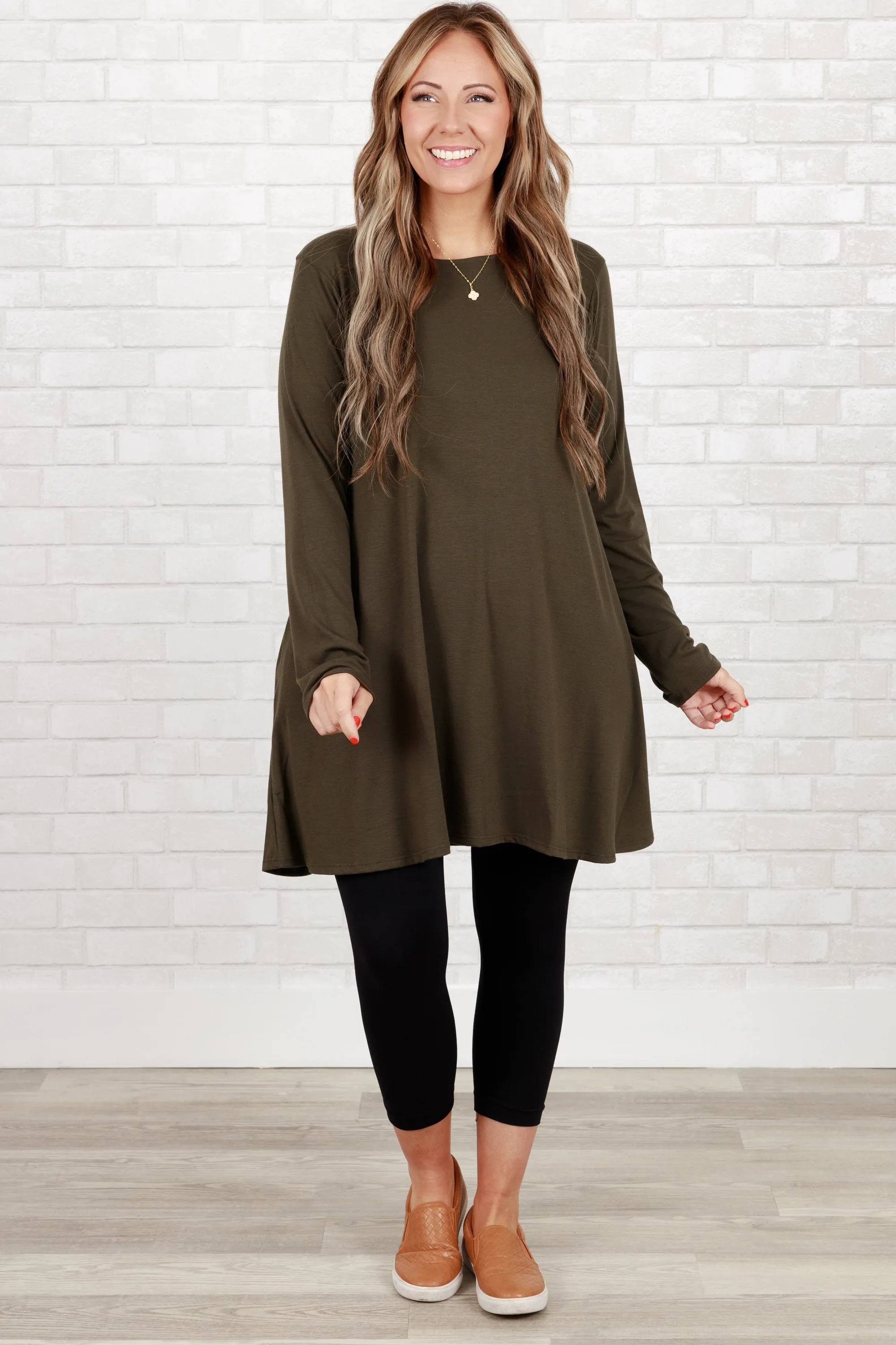 As Long As You're Here Tunic, Dark Olive