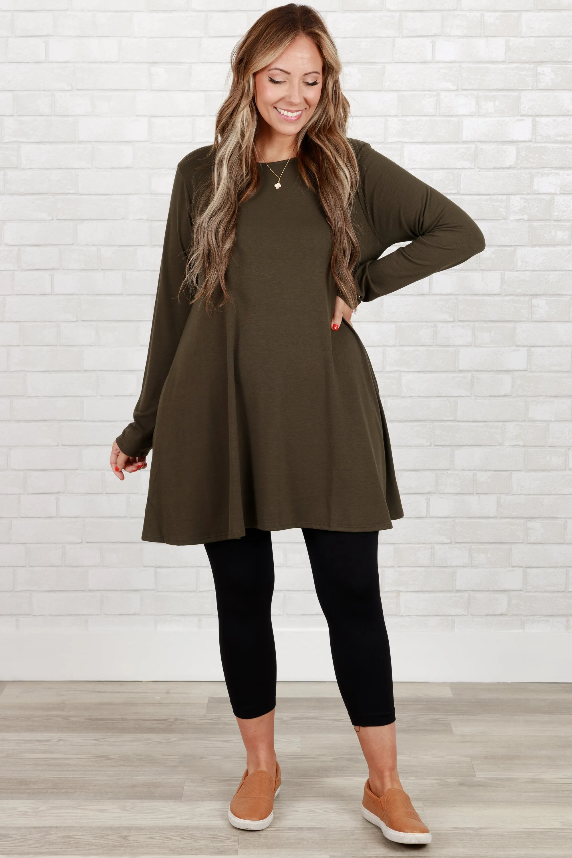 As Long As You're Here Tunic, Dark Olive