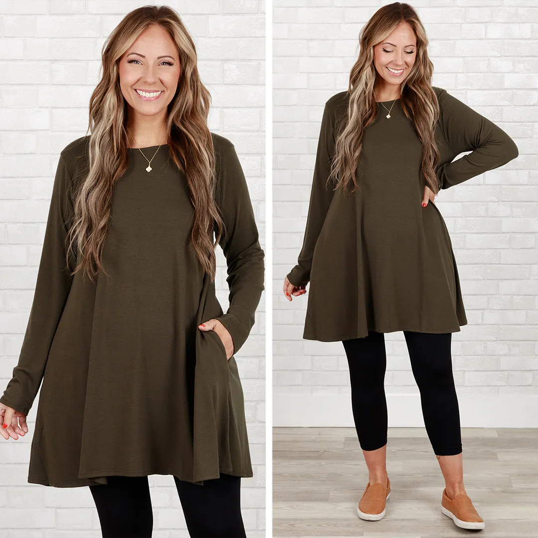 As Long As You're Here Tunic, Dark Olive