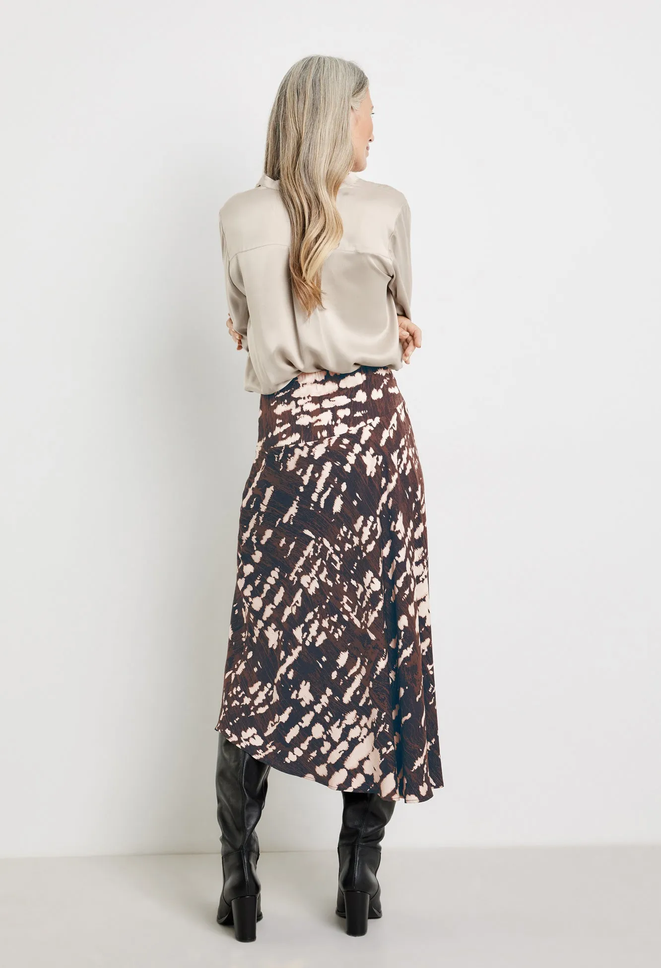 Asymmetric Print Skirt