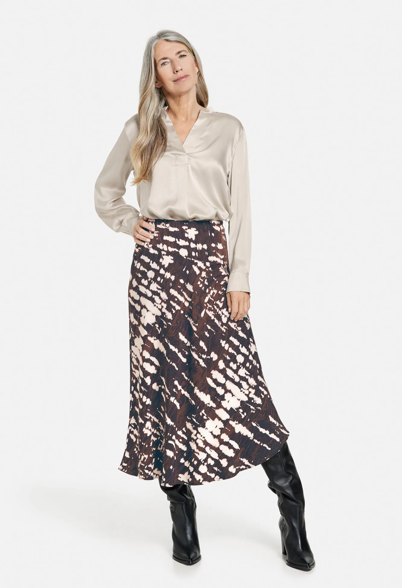 Asymmetric Print Skirt