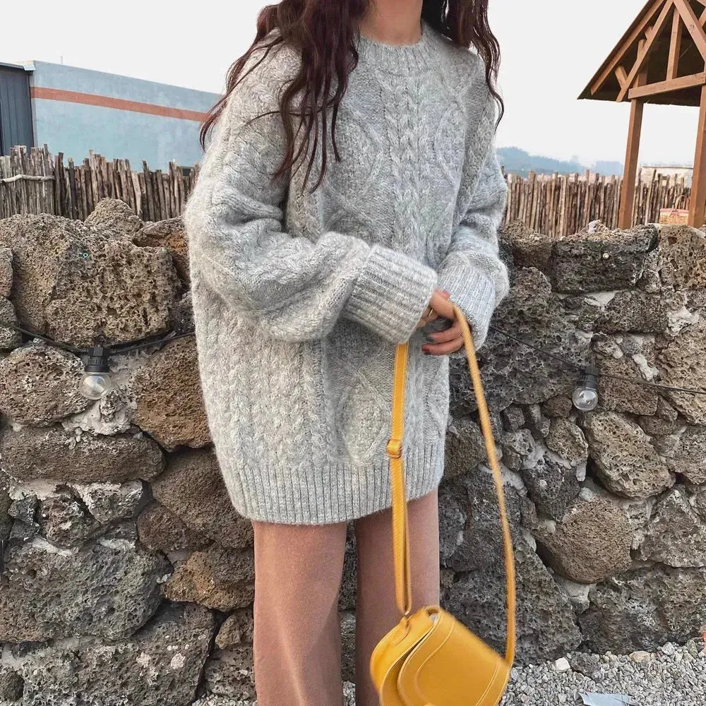 Autumn Winter Twist Knitted Pullover Sweater for WOMEN