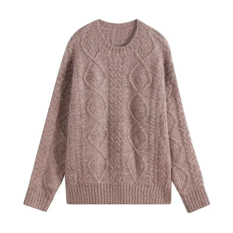 Autumn Winter Twist Knitted Pullover Sweater for WOMEN