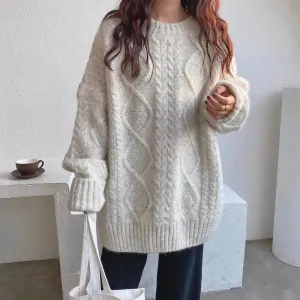 Autumn Winter Twist Knitted Pullover Sweater for WOMEN