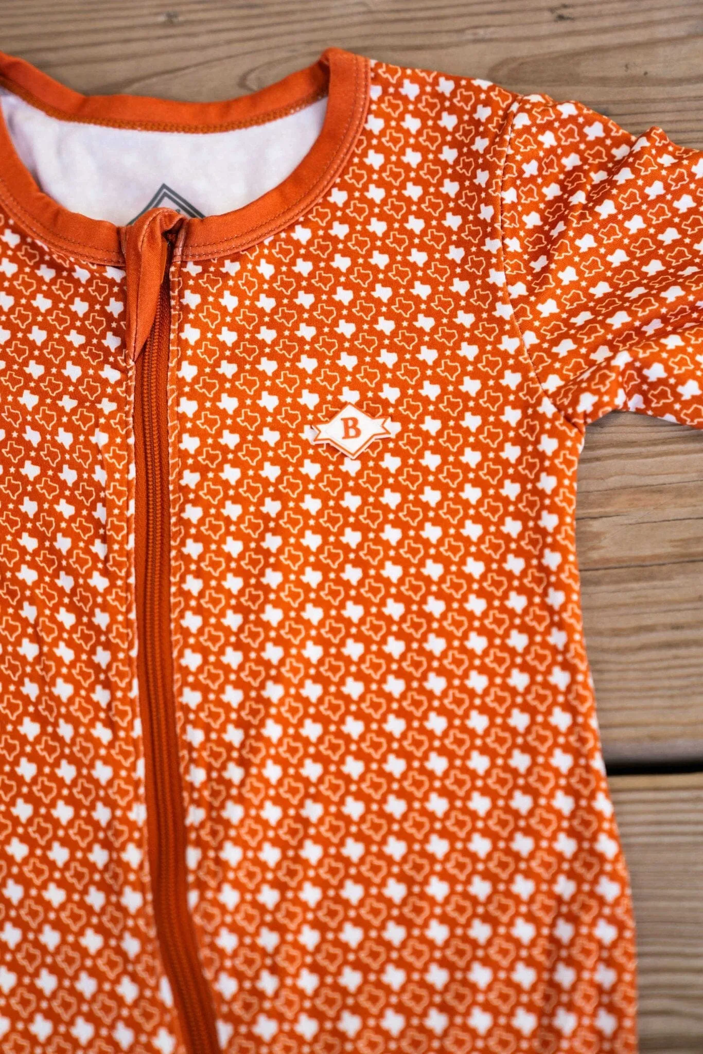 Baby Zip Up - Texas - Orange & White