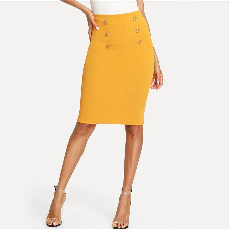 BELLA BUTTON PENCIL SKIRT