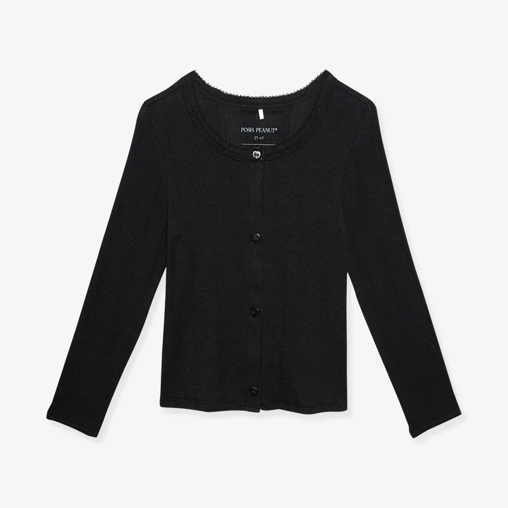 Black Pointelle Cardigan