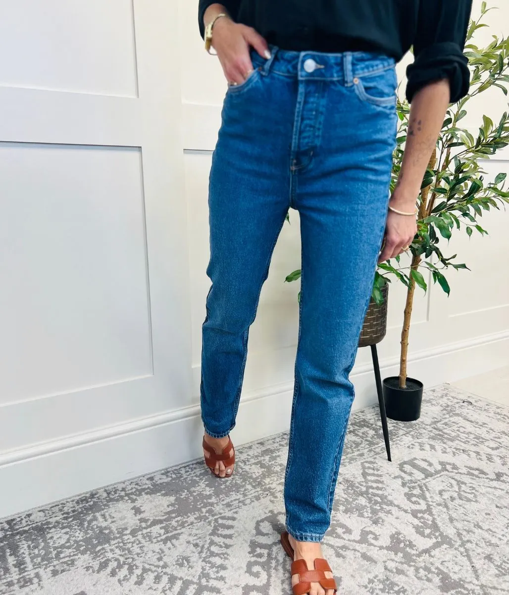 Blue Slim Leg High Rise Jeans