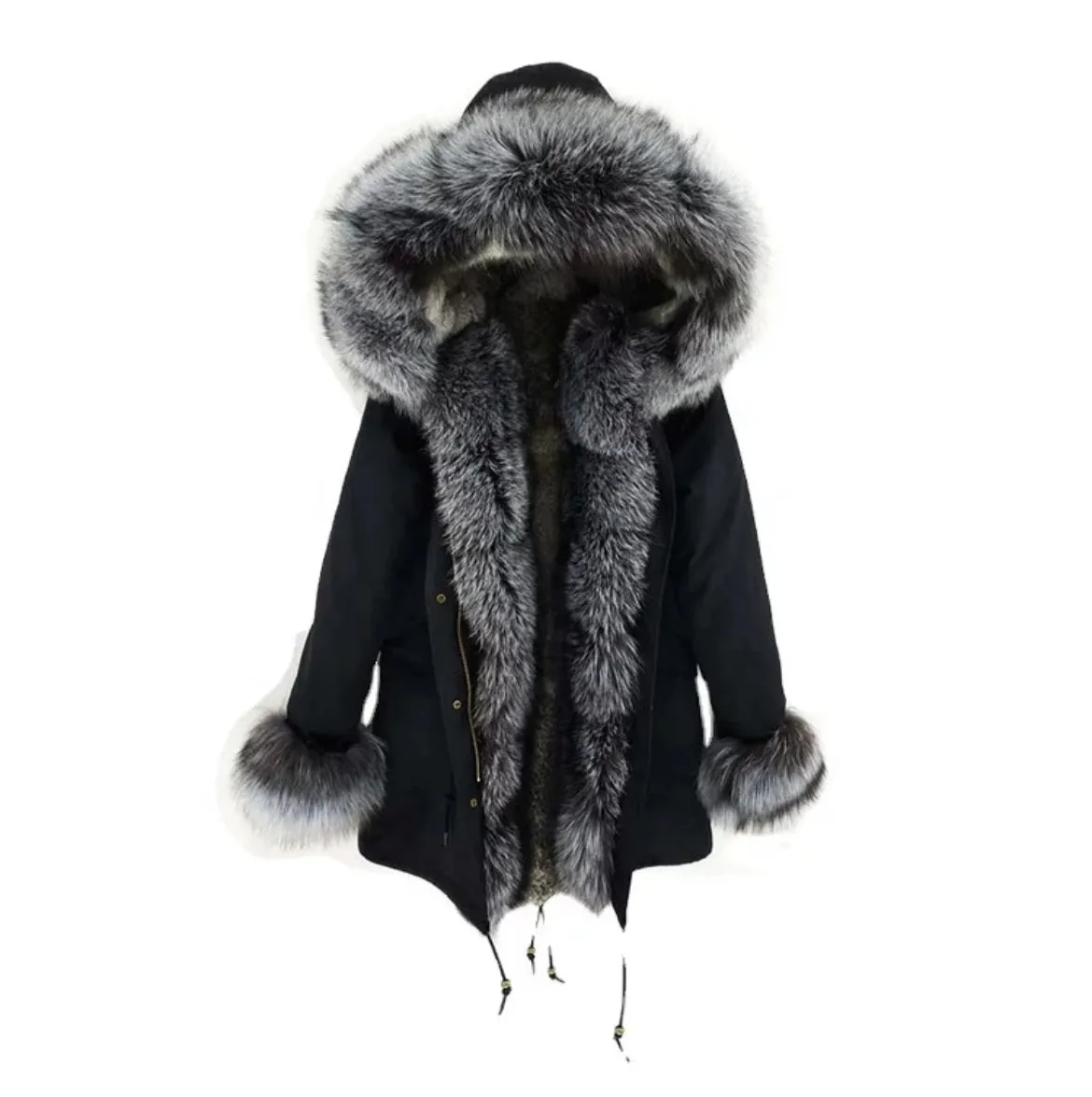 Burr Chic - Women Fur Parka Coat