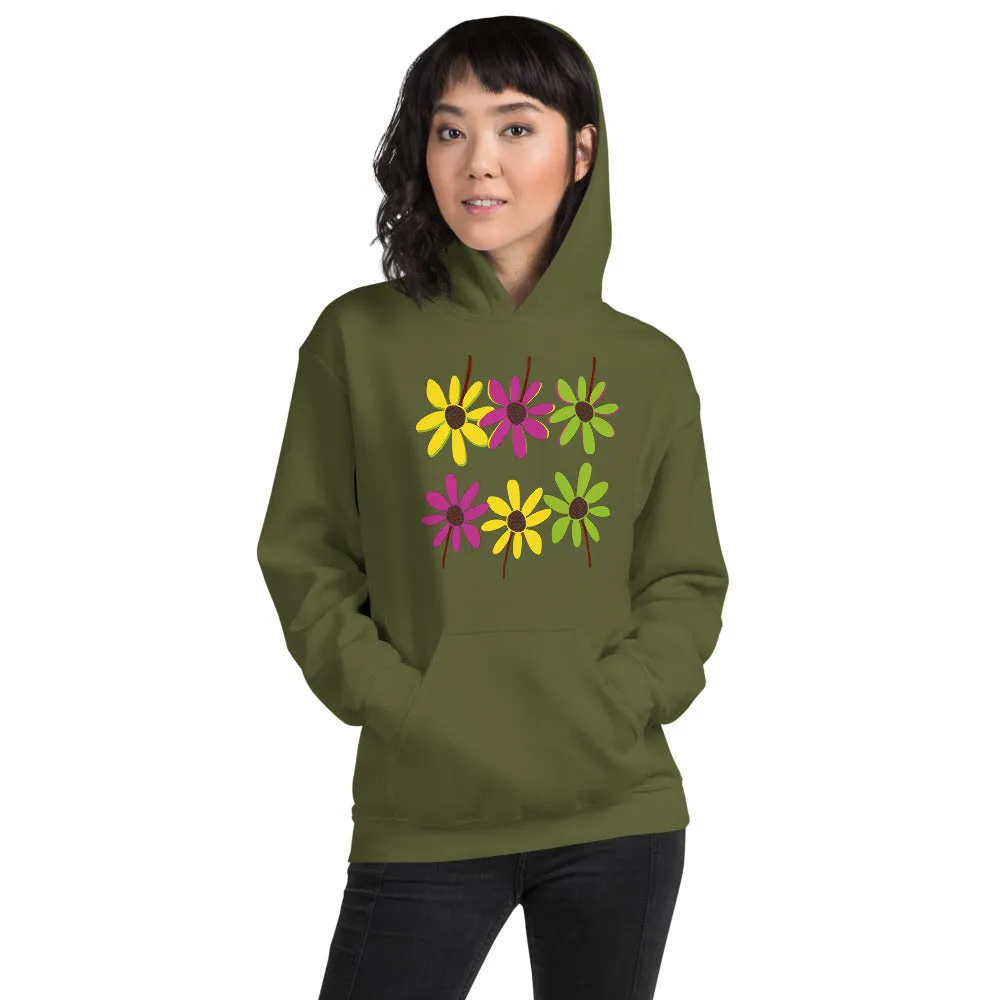 Colourful Hand Drawn Flower Petals Unisex Heavy Blend Hoodie Sweatshirt