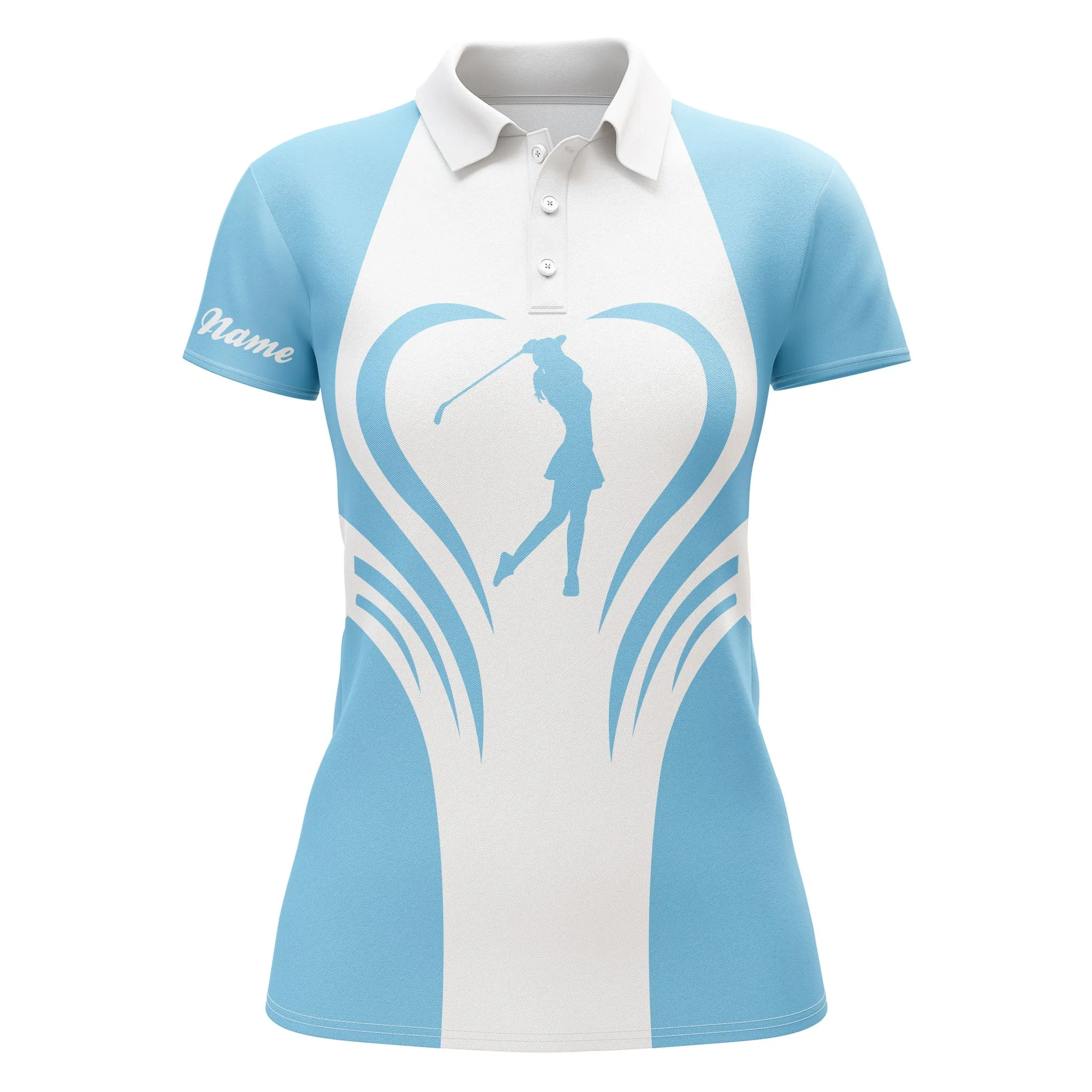 Custom Name 3D Women Love Golf Multi-Color Golf Polo Shirts, Personalized Golf Gifts For Women