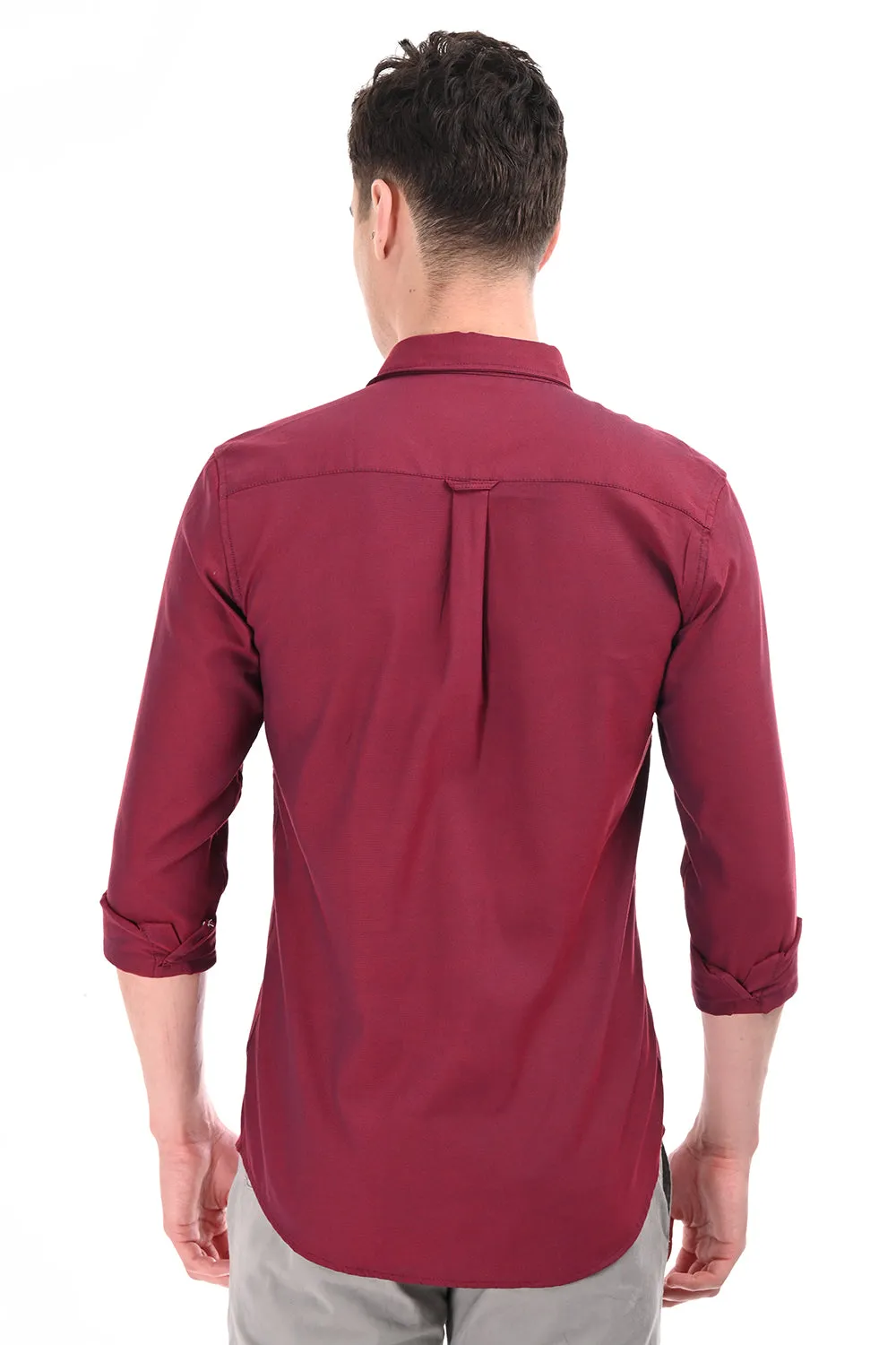 Dark Maroon New Age Oxford Semi Formal Shirt