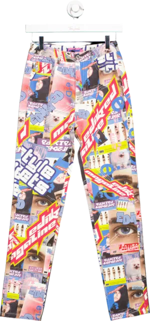 Edikted Multicolour Graphic Print Trousers UK XS