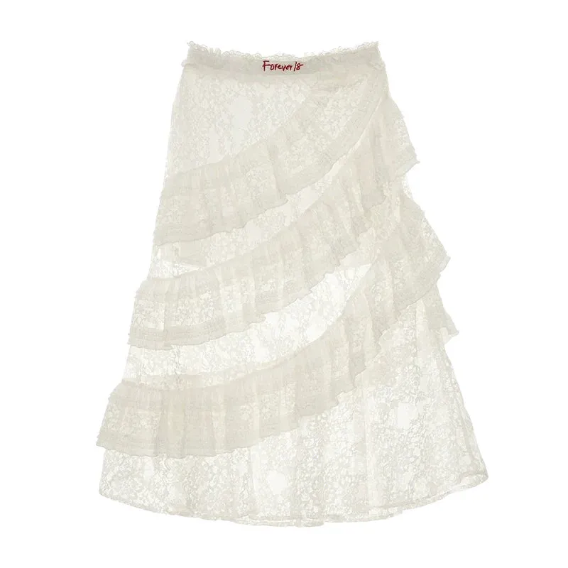 Ethereal Lace Tiered Maxi Skirt