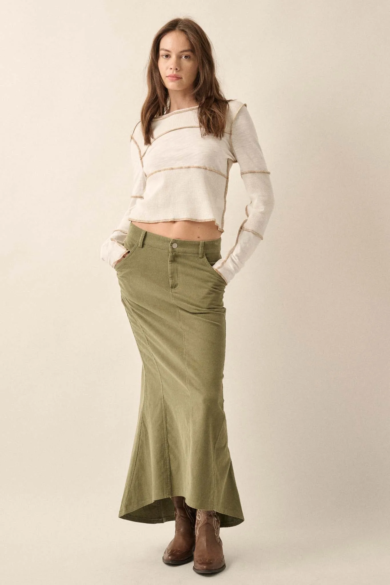 Giddy Up Corduroy High-Low Mermaid Skirt