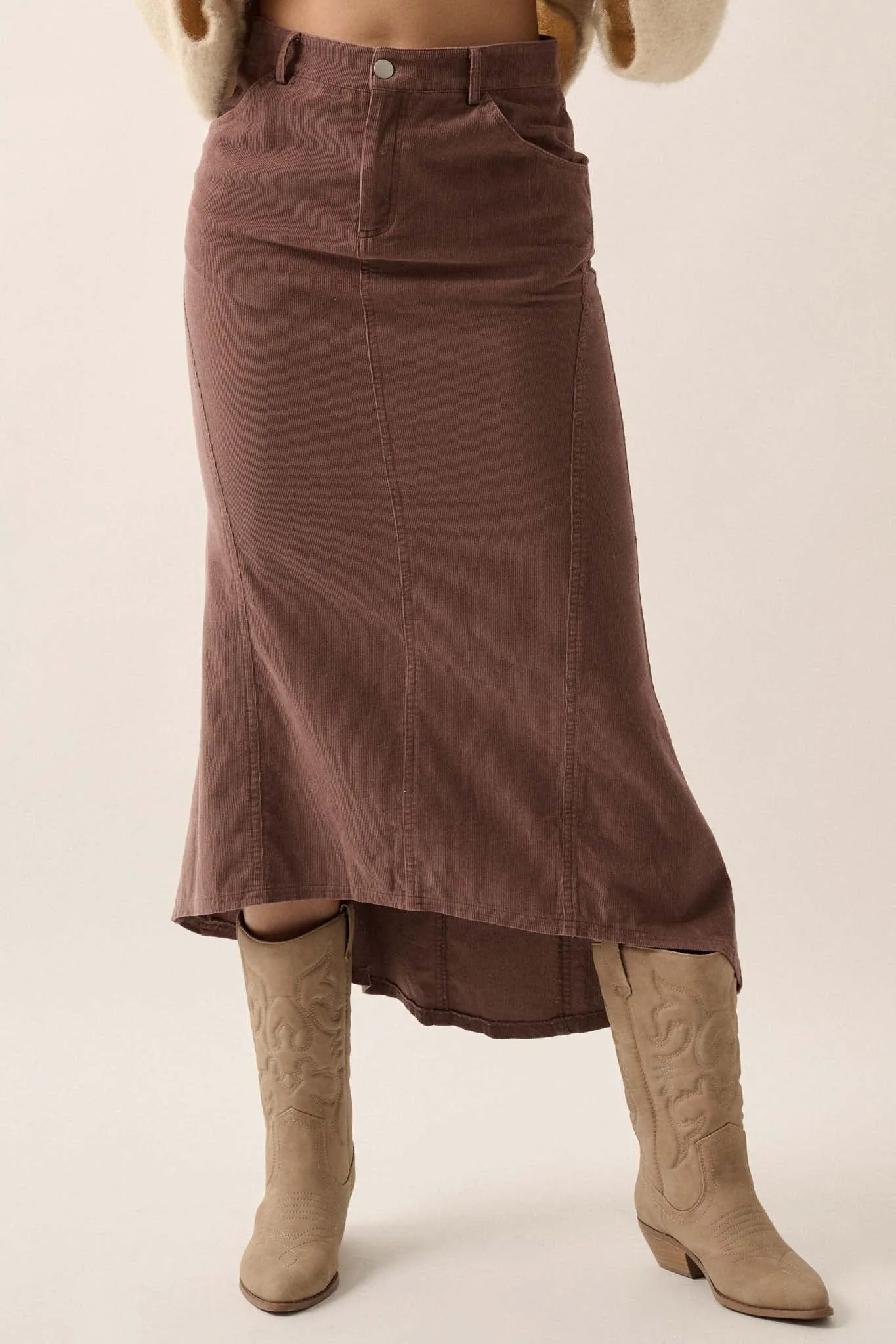 Giddy Up Corduroy High-Low Mermaid Skirt