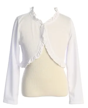 Girls Elegant Ruffle Trim Long Sleeve Bolero Shrug 2-16