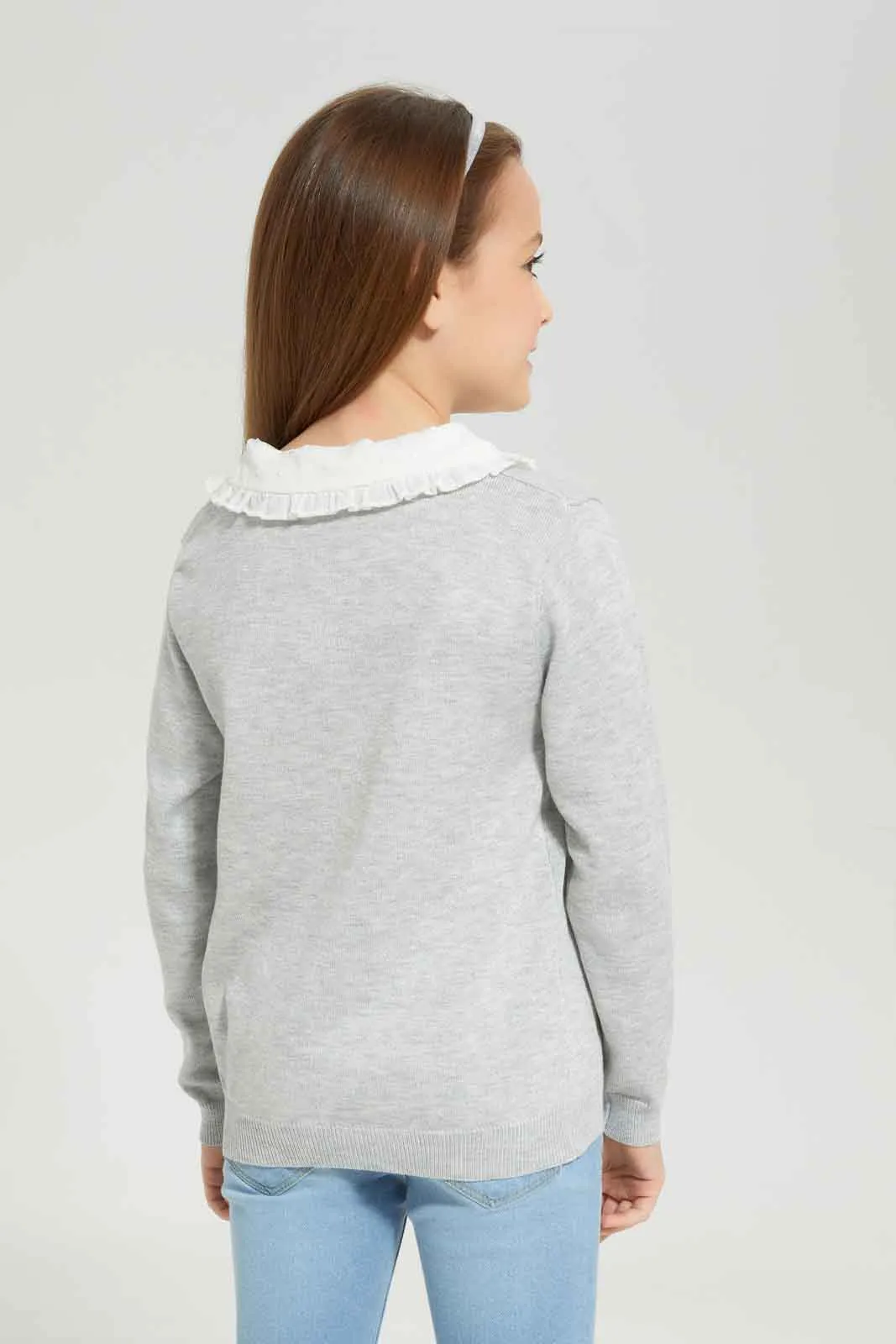 Girls Grey Knitted Cardigan