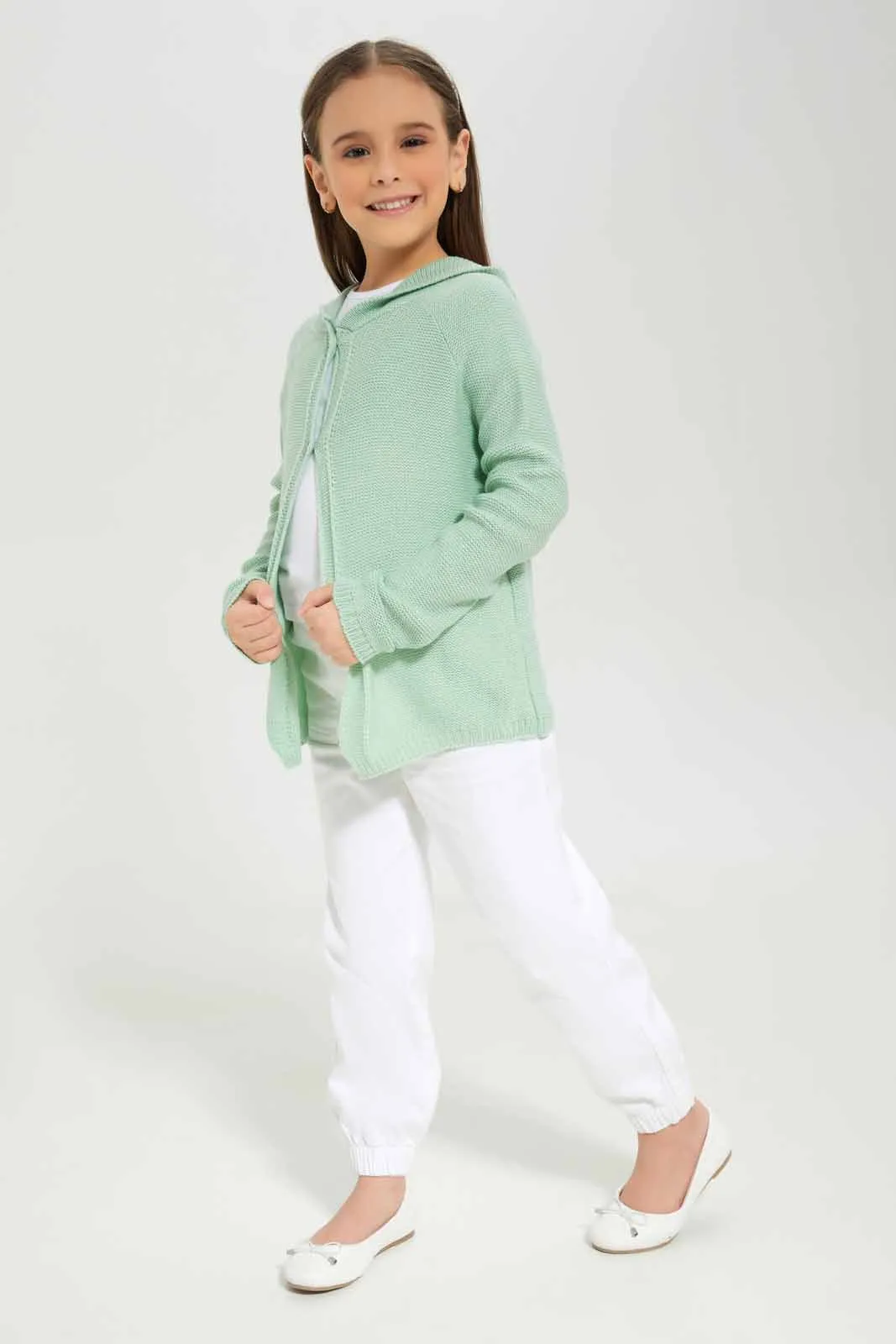 Girls Mint Hooded Cardigan