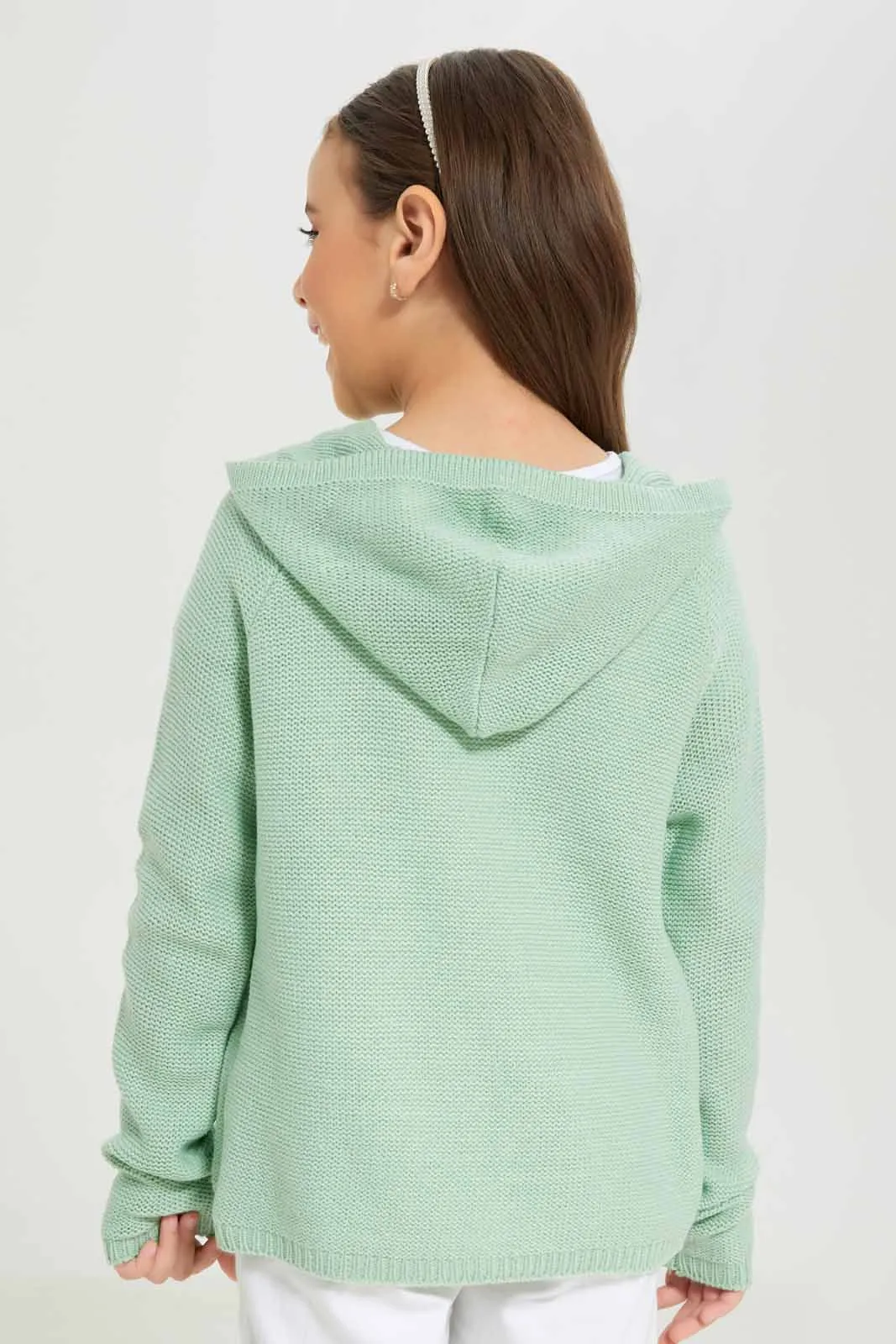 Girls Mint Hooded Cardigan