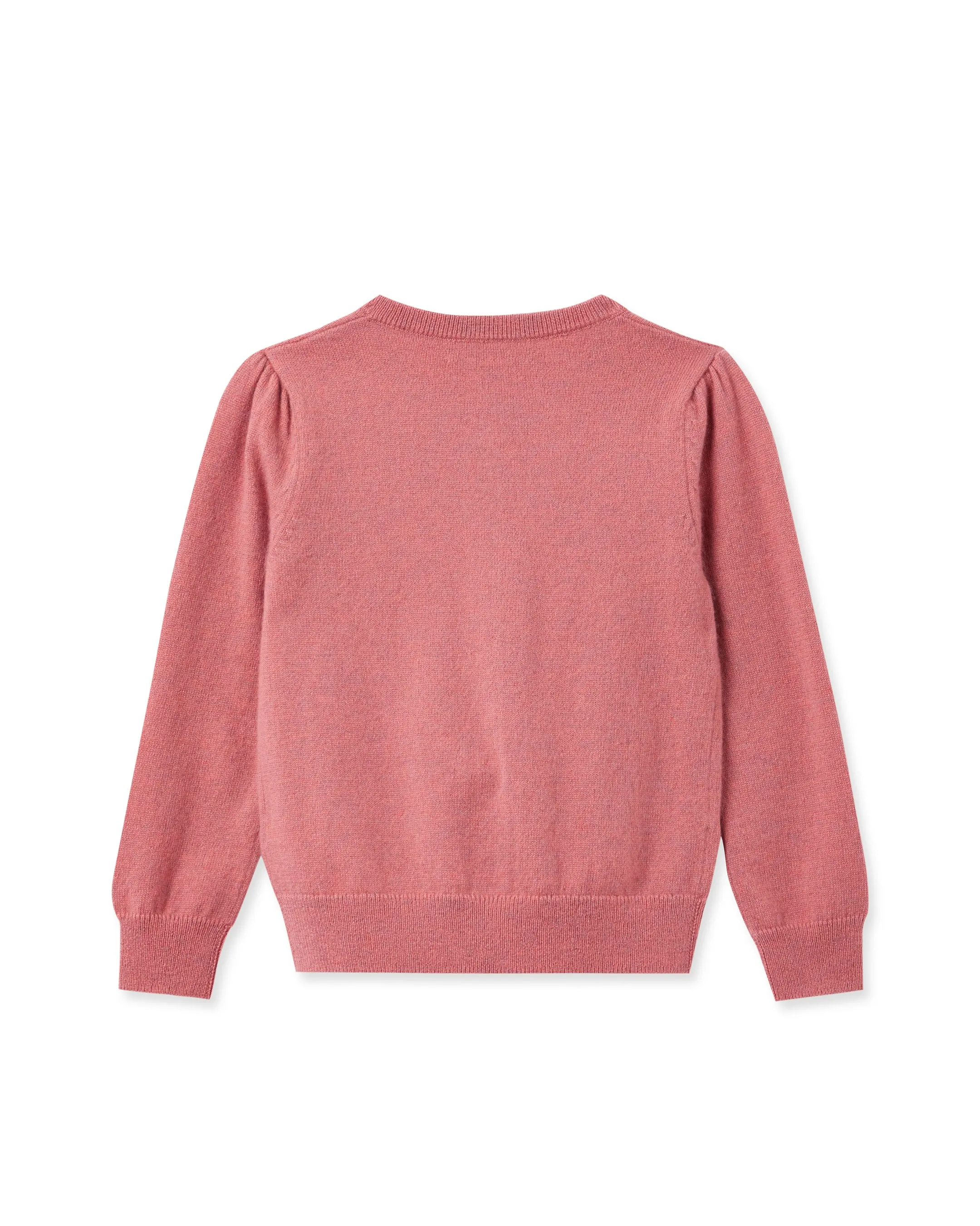 Girls Round Neck Cashmere Cardigan Heather Pink