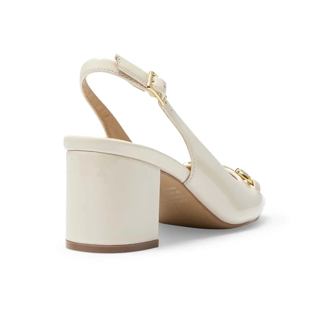 Goldie Heel in Bone Patent