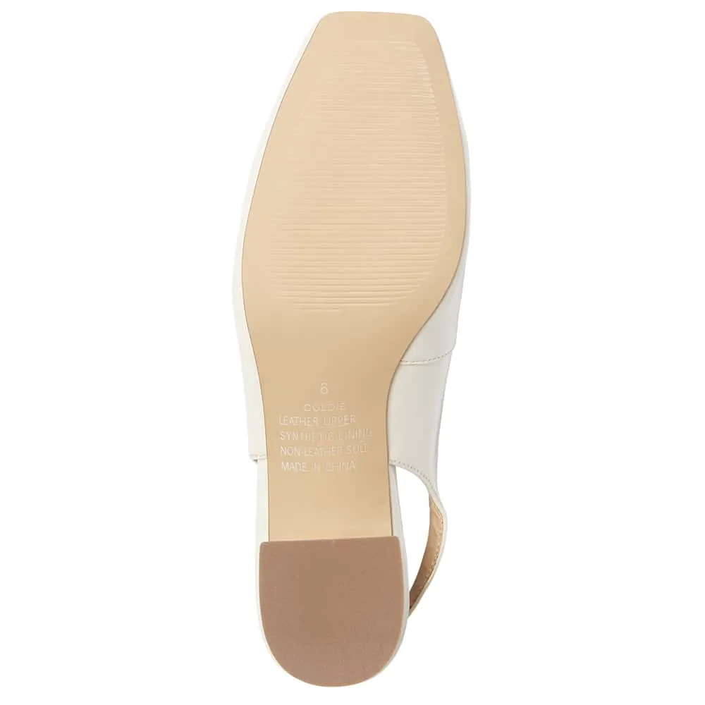 Goldie Heel in Bone Patent