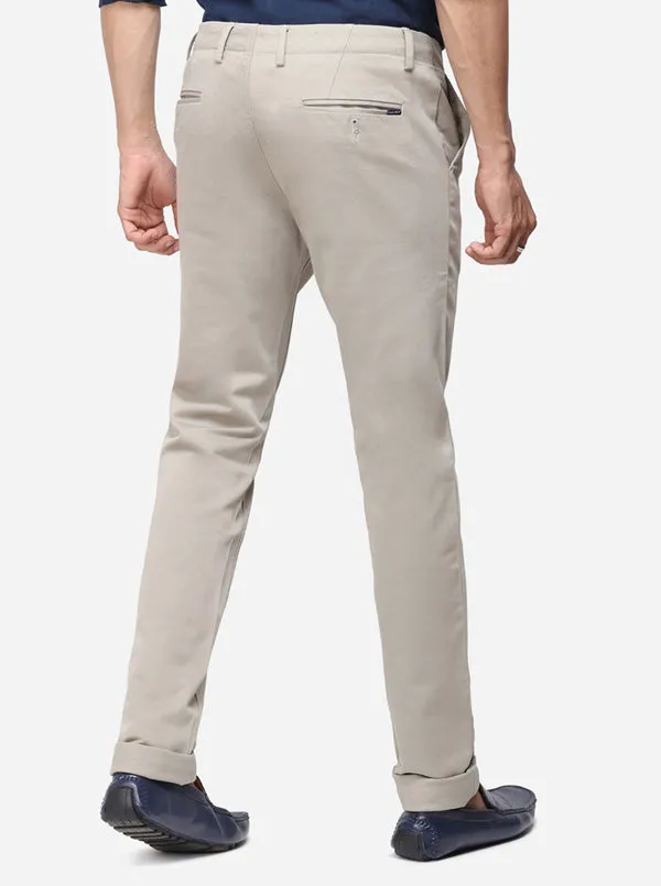 Grey Solid Super Slim Fit Casual Trouser | Greenfibre