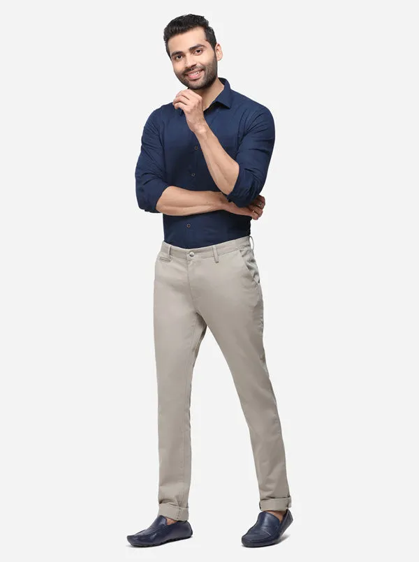 Grey Solid Super Slim Fit Casual Trouser | Greenfibre