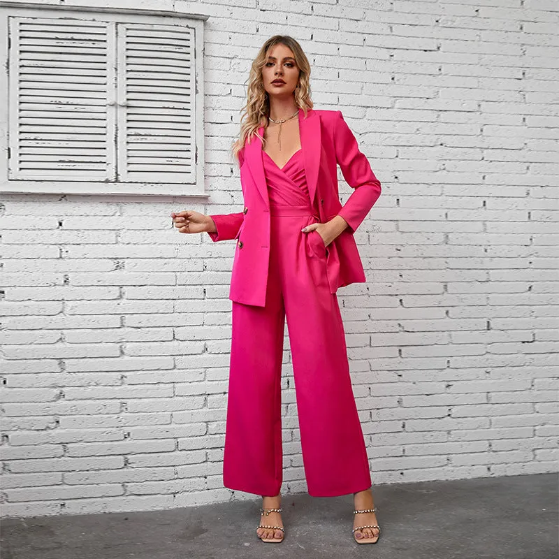 High Sense Affordable Luxury Business Elegant Business Tube Top Jumpsuit Two Piece Set