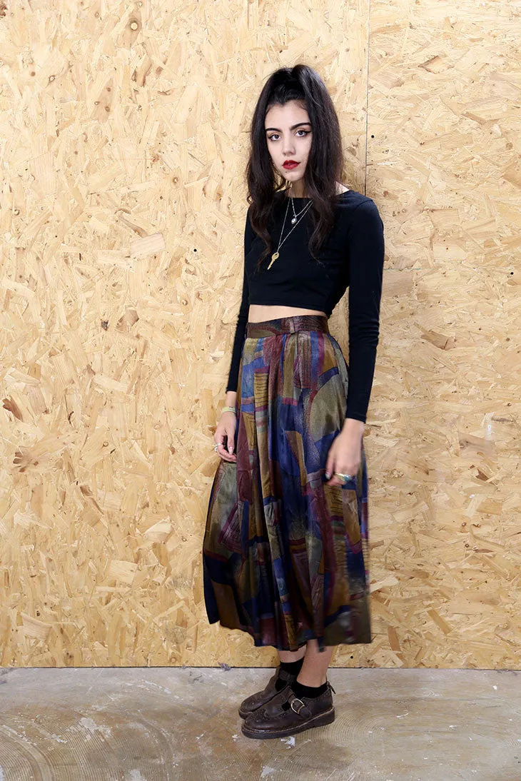 High Waisted Abstract Printed Culotte Trouser