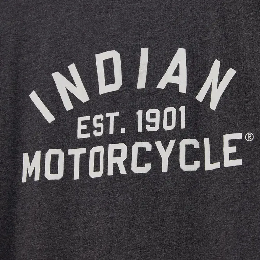 Indian Motorcycle Womens Block Logo Notch Neck T-Shirt Gray