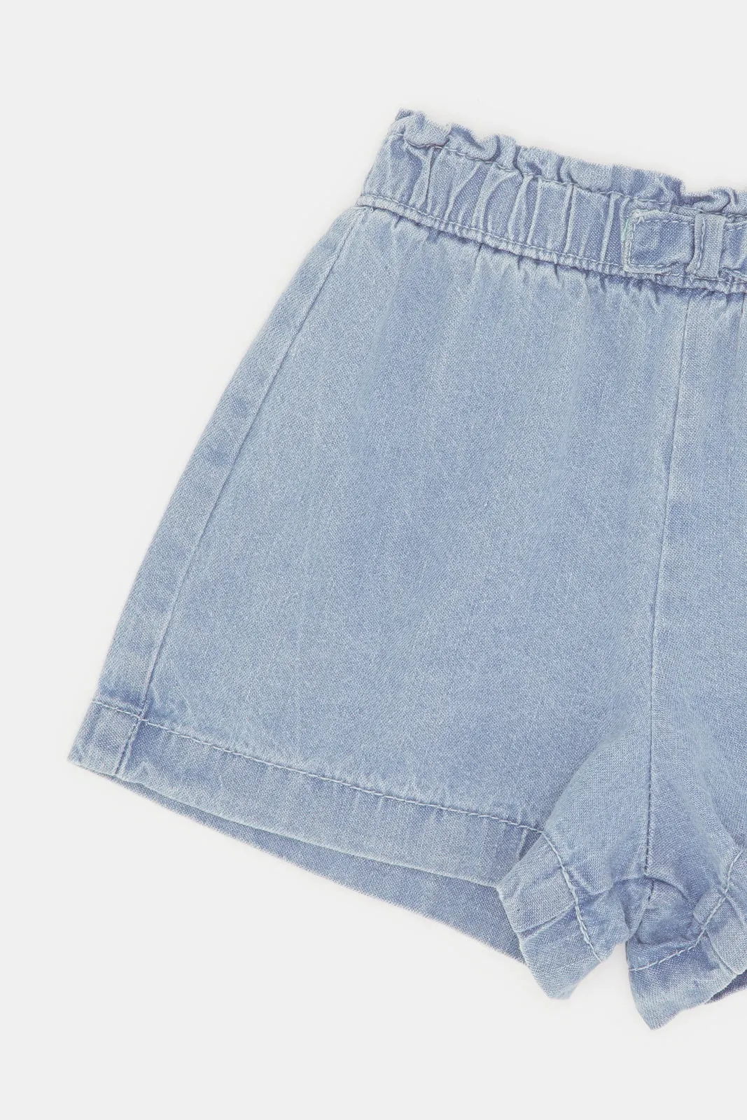 Infant Girls Blue Front Bow Denim Shorts