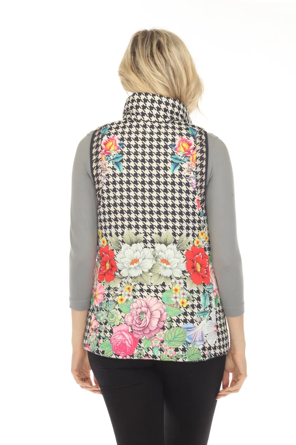 Johnny Was Sasha Mixed Print Zip Front Reversible Vest Boho Chic C48923