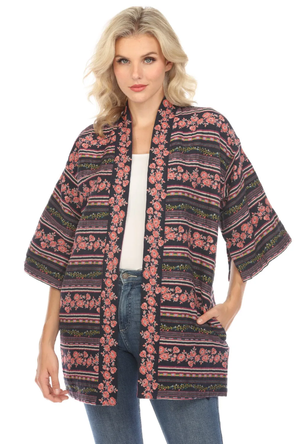 Johnny Was Workshop Allora Jacquard Kimono Boho Chic W41523