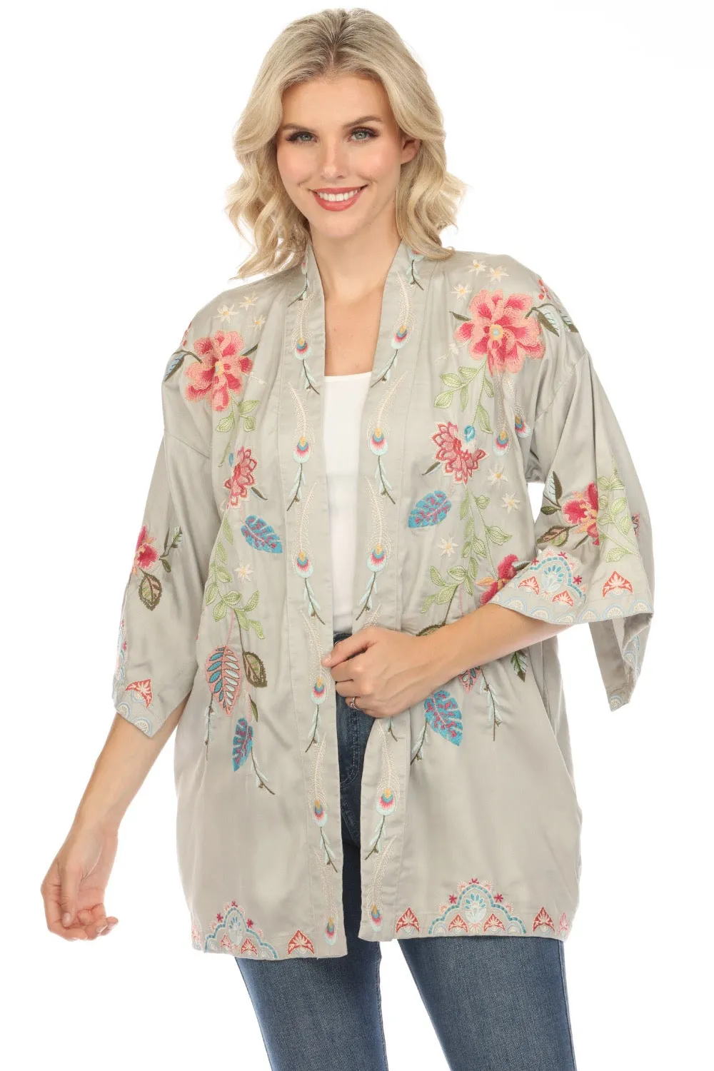 Johnny Was Workshop Emika Embroidered Kimono Boho Chic W44624