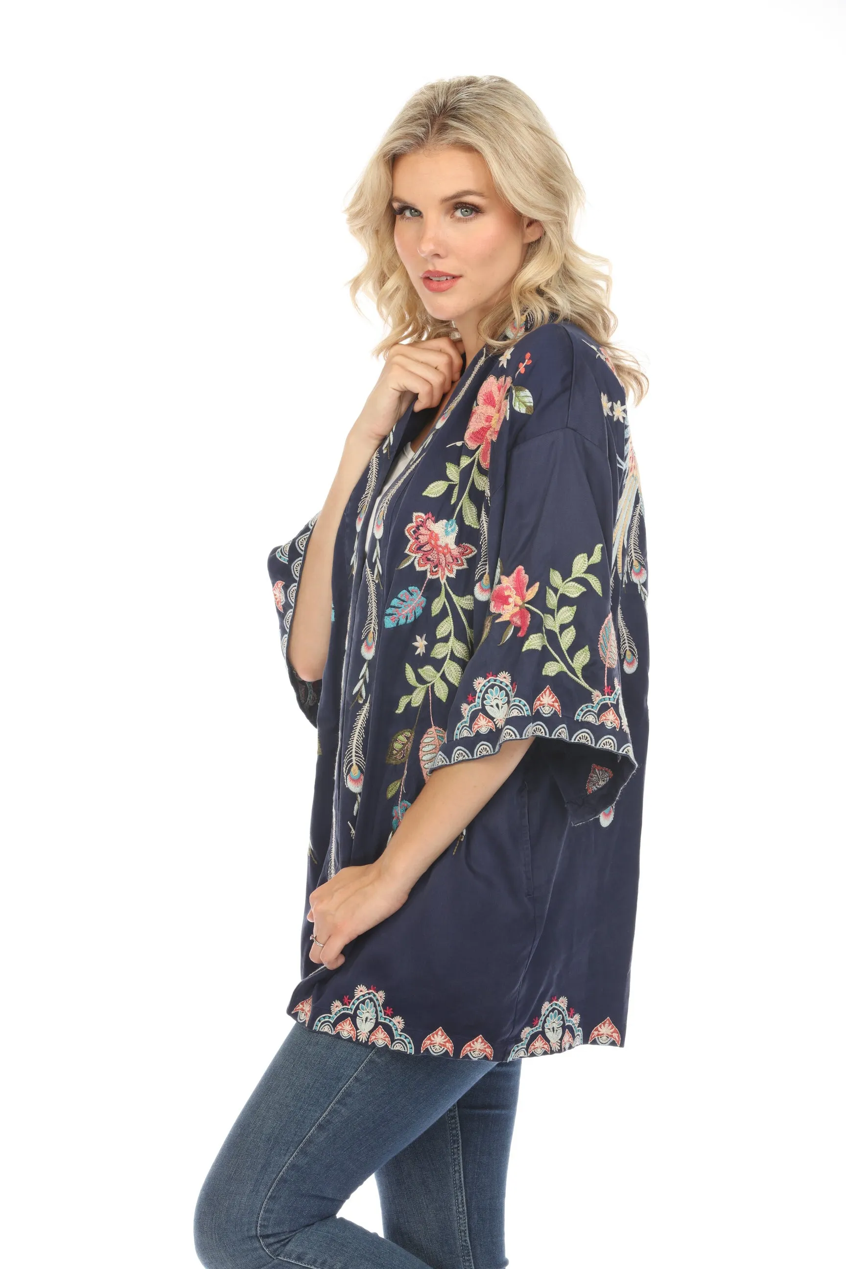 Johnny Was Workshop Emika Embroidered Kimono Boho Chic W44624