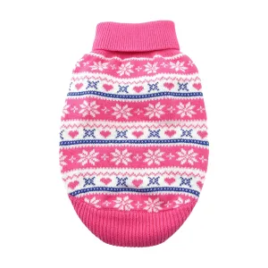 Knit Sweater | Pink Snowflake & Hearts