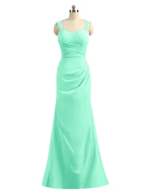 Lace Appliqued Strap Sheath Open Back Dress Turquoise