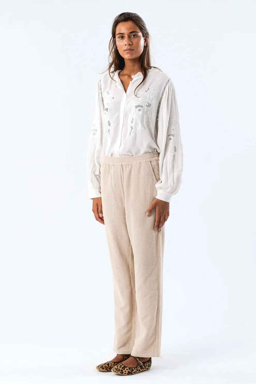 LOLLIES Cream Corduroy Trousers