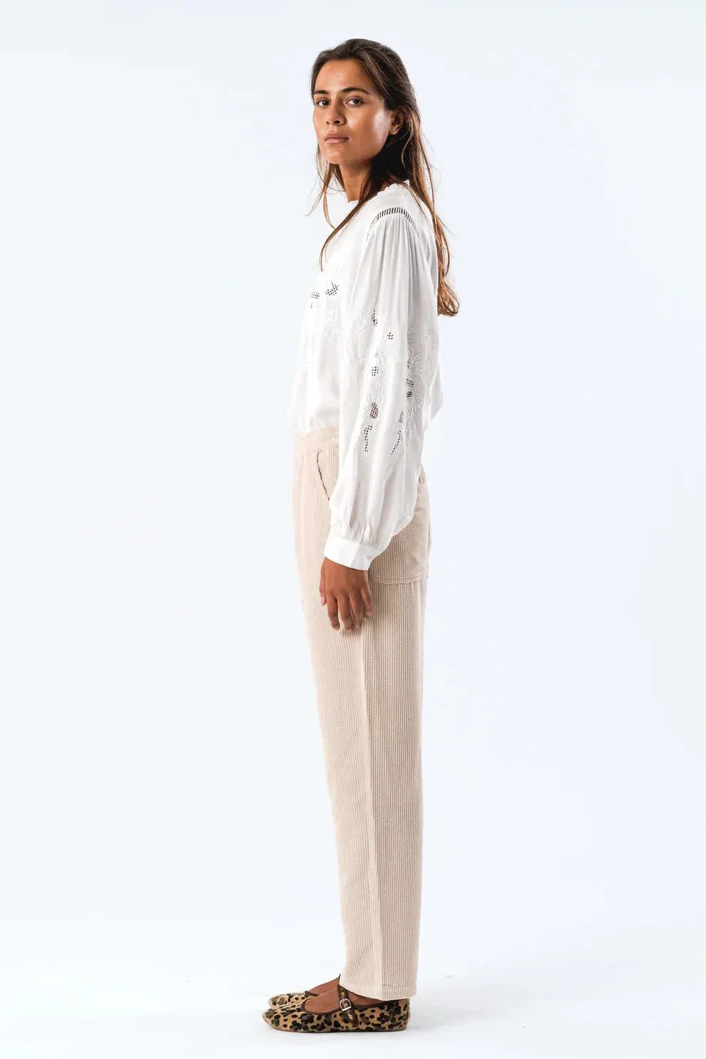 LOLLIES Cream Corduroy Trousers