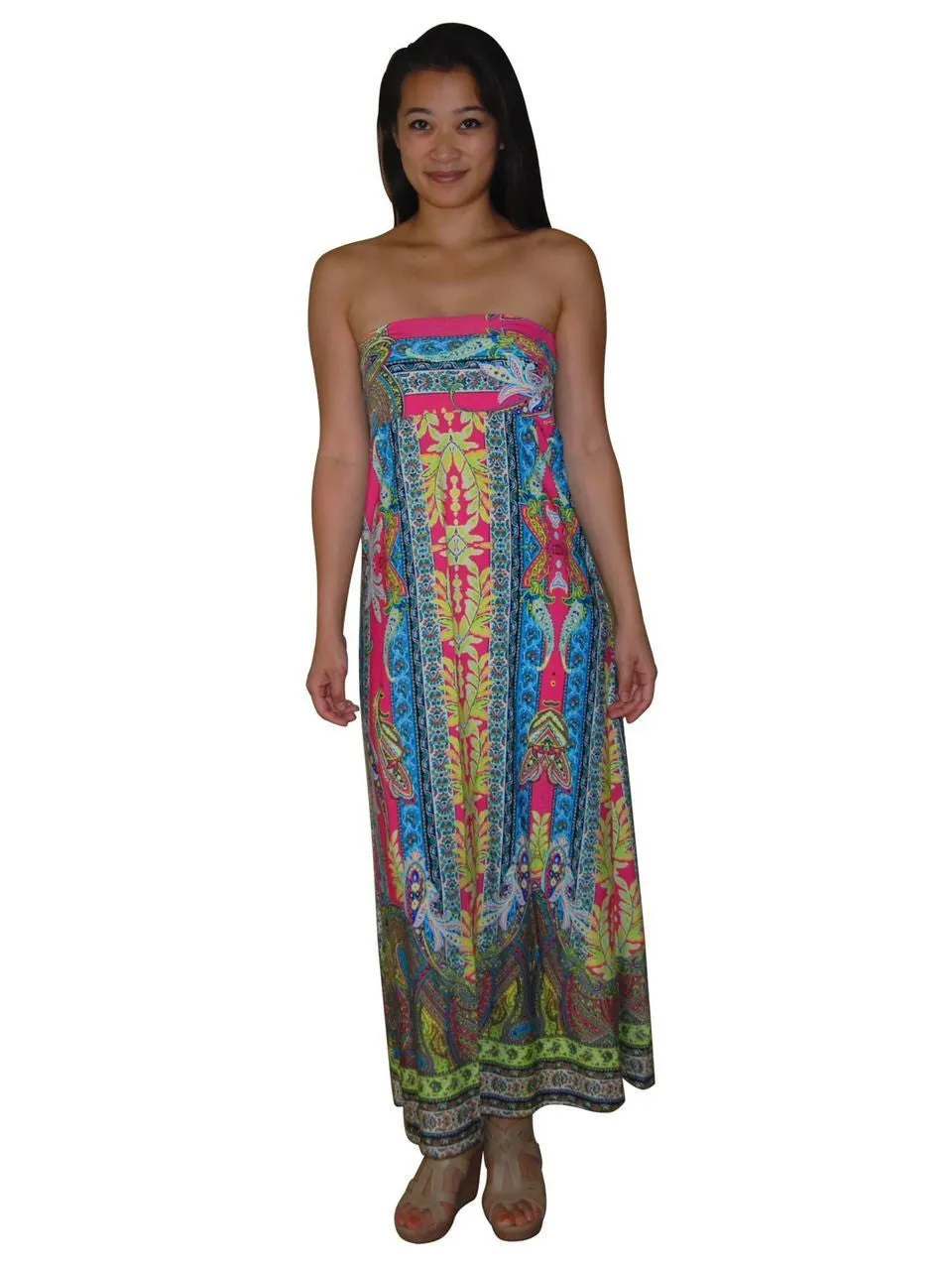 Maxi Skirt Greek Paisley Pink Blue