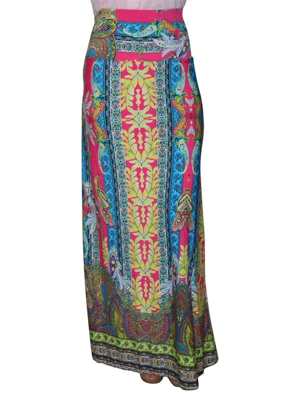 Maxi Skirt Greek Paisley Pink Blue