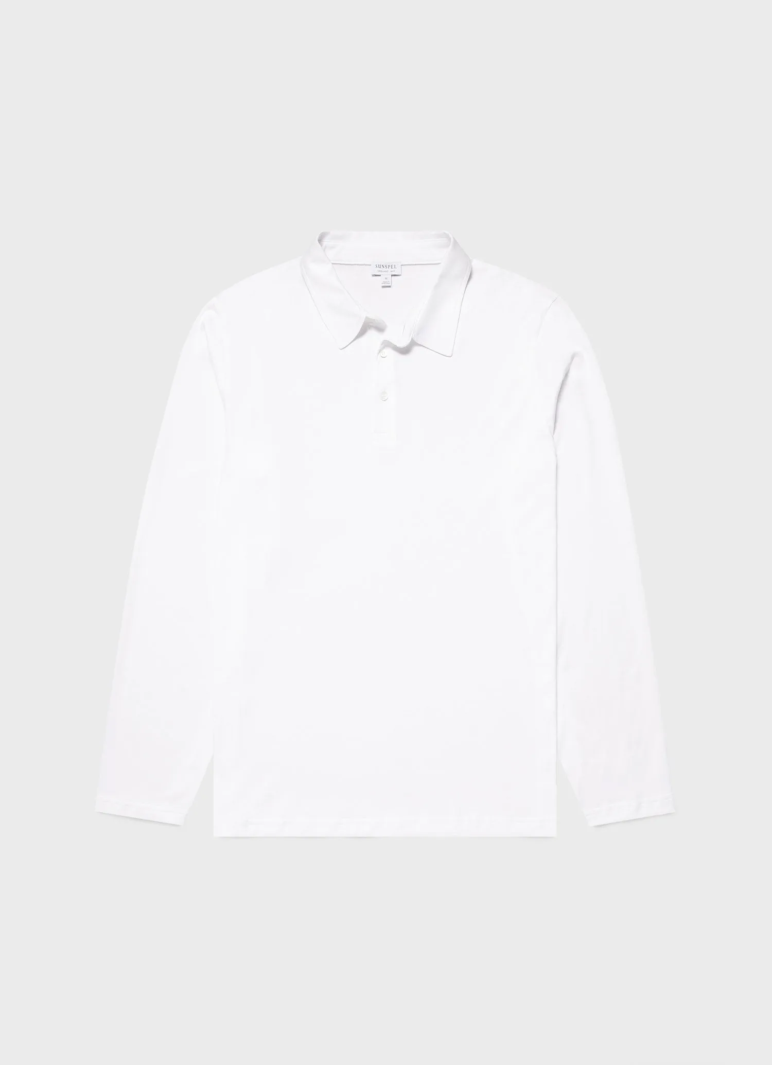 Men's Jersey Long Sleeve Polo Shirt in White