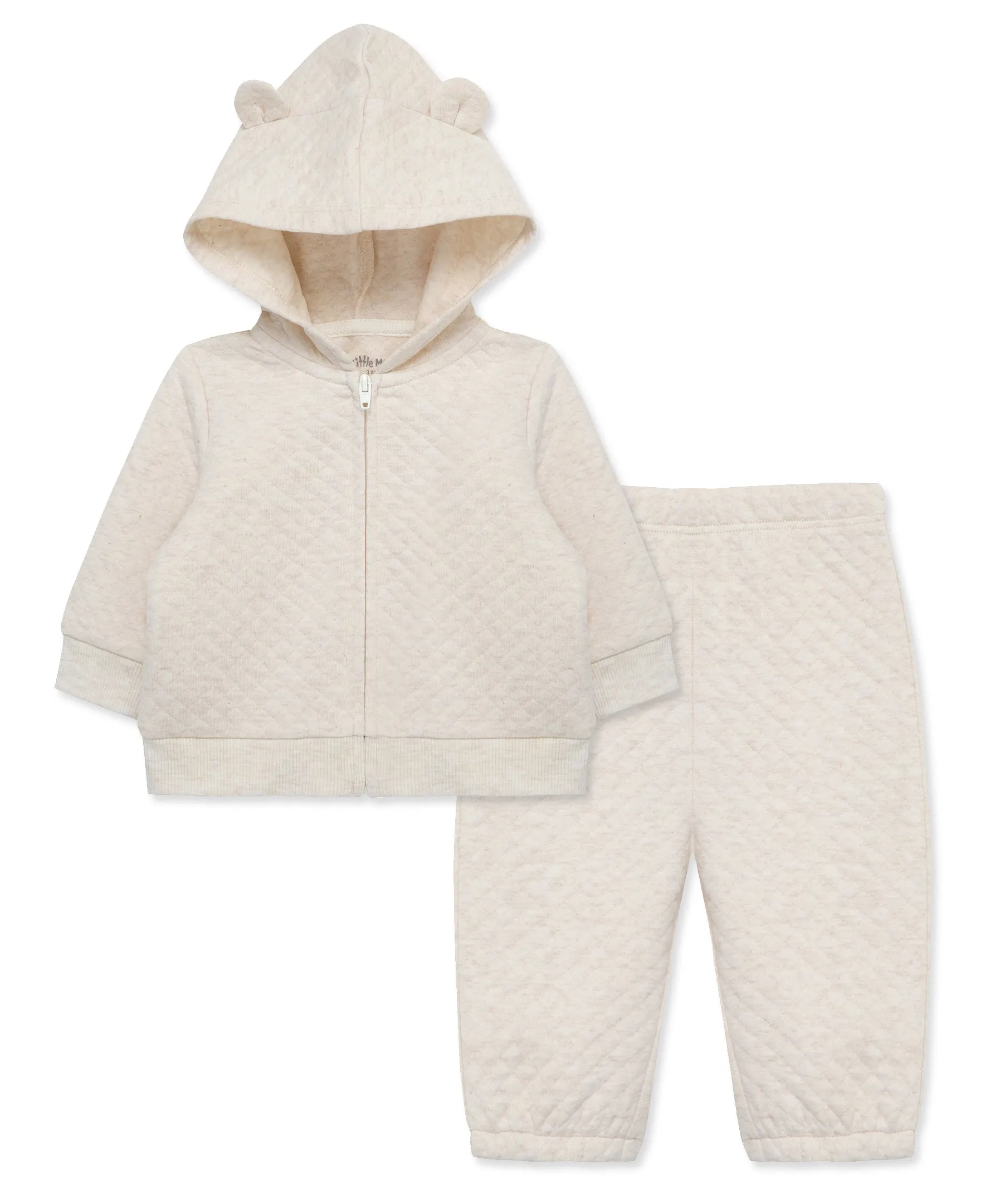 Oatmeal Quilted Hoodie Set