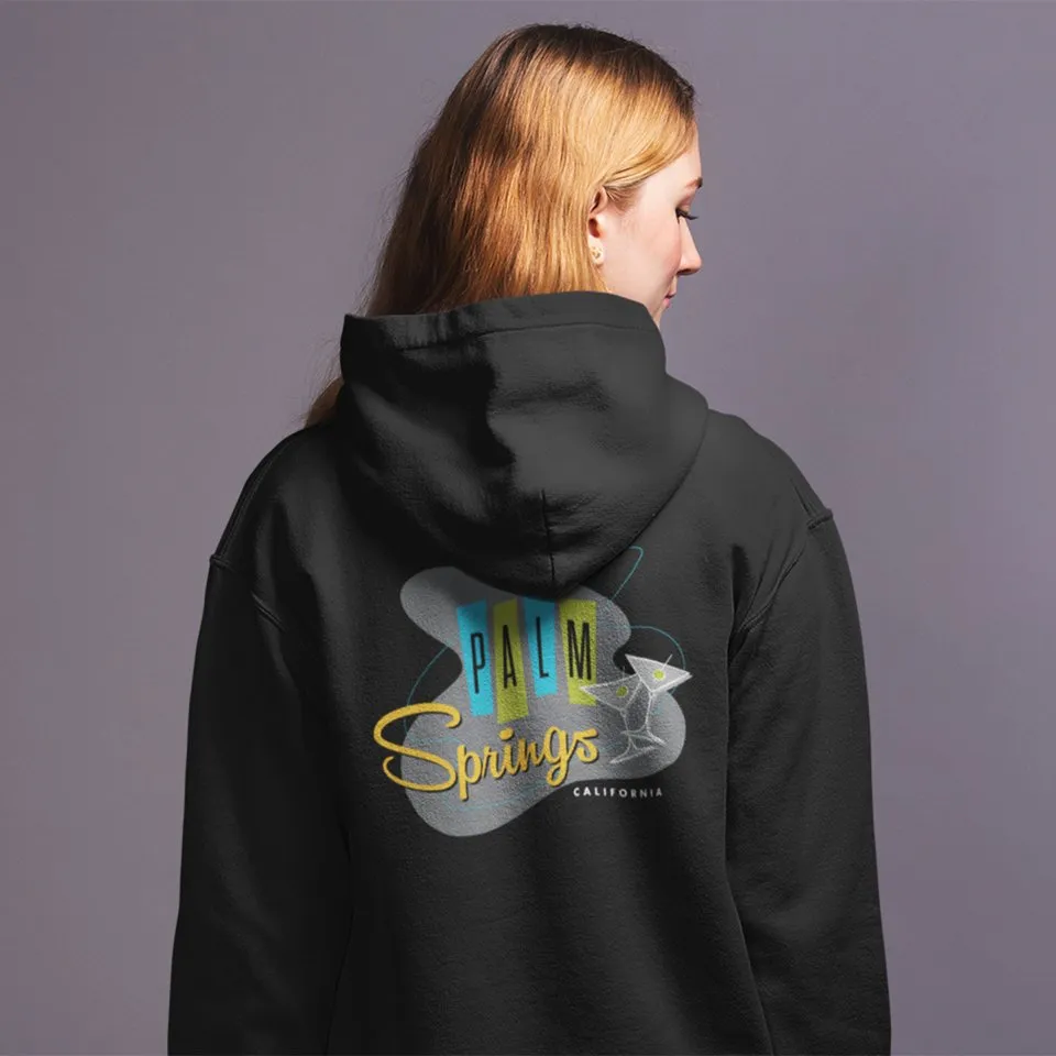 Palm Springs Martini Design Zip-Up Hoodie - Black