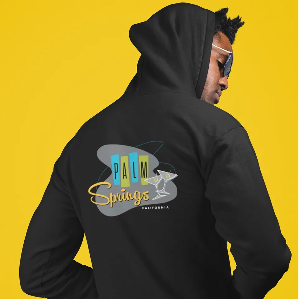 Palm Springs Martini Design Zip-Up Hoodie - Black