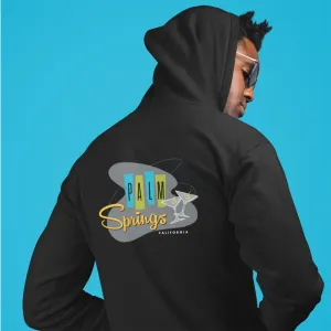 Palm Springs Martini Design Zip-Up Hoodie - Black